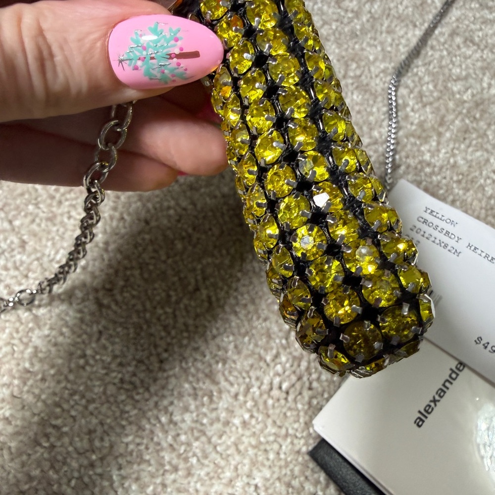 Alexander Wang Nano Rhinestone Crystal Embellished Shoulder Bag NWT in Yellow - Picture 12 of 17